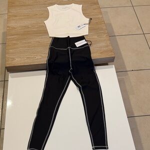 WeWoreWhat Cream Top and Black Leggings Set